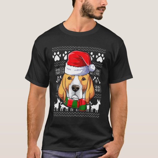 醜いビーグルサンタクロースクリスマスアパレルクリスマスキッド Tシャツ (正面)