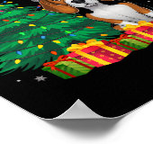 醜いビーグルサンタハットクリスマスライトドッグ恋人X ポスター (角)