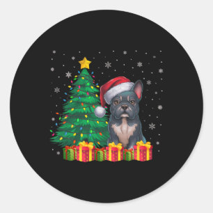 醜いフランス語サンタハットクリスマスライトドッグ恋人 ラウンドシール