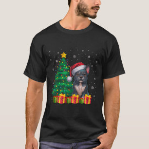 醜いフランス語サンタハットクリスマスライトドッグ恋人 Tシャツ