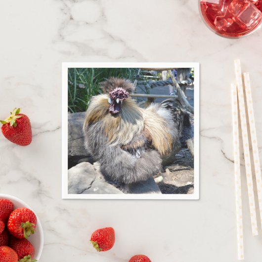 醜いフワフワの鶏が一つ スタンダードカクテルナプキン (インサイチュ)