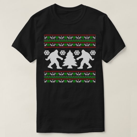 醜いホリデービッグフットのクリスマスセーター科学 Tシャツ (デザイン正面)