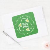 醜いボックスリサイクル包装シールグリーン&ライム スクエアシール (封筒)