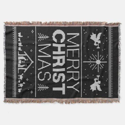 醜いメリーキリストマスセーターエレガント宗教的 スローブランケット (正面)