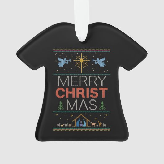 醜いメリーキリストマスセーター宗教的カラフルな オーナメント (裏面)