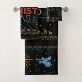 醜いメリーキリストマスセーター宗教的カラフルな バスタオルセット (インサイチュ)