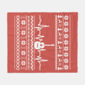 醜いメリークリスマスアコースティックギター フリースブランケット (正面(横))