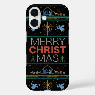 醜いメリークリスマスセーエレガントター – 宗教的 iPhone 16ケース
