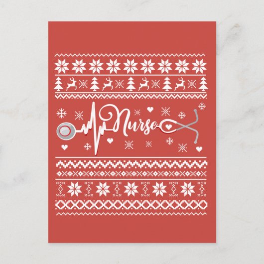 醜いメリークリスマスセーターのハートビート ポストカード (正面)