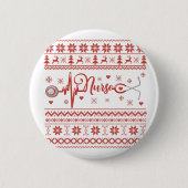 醜いメリークリスマスセーターのハートビート 缶バッジ (正面)