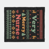 醜いメリークリスマスセーターナースヴィンテージ フリースブランケット (正面(横))