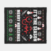 醜いメリークリスマスセーターナース フリースブランケット (正面(横))