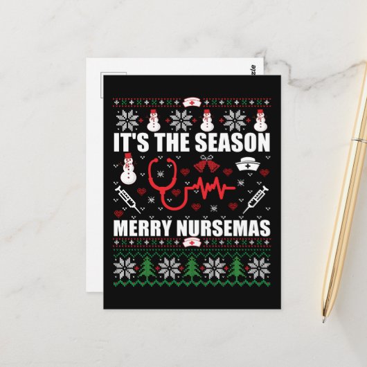 醜いメリークリスマスセーターナース ポストカード (正面/裏面インサイチュ)