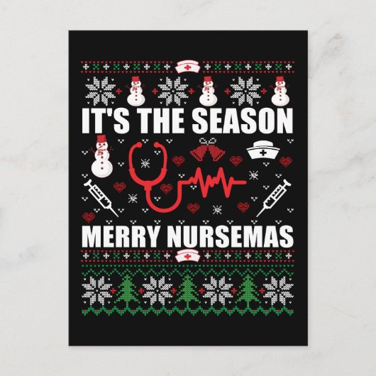 醜いメリークリスマスセーターナース ポストカード (正面)