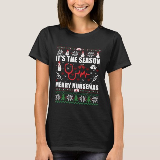 醜いメリークリスマスセーターナース Tシャツ (正面)