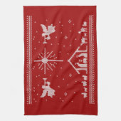 醜いメリークリスマスセーター出生宗教的 キッチンタオル (縦)