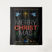 醜いメリークリスマスセーター宗教的カラフルな タペストリー (正面)