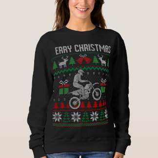 醜いメリークリスマスダートバイクレーシングサンタクリスマスC スウェットシャツ