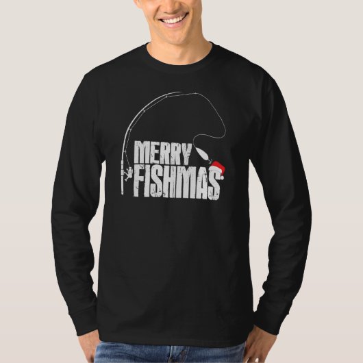 醜いメリークリスマスフィッシュマス魚釣り Tシャツ (正面)