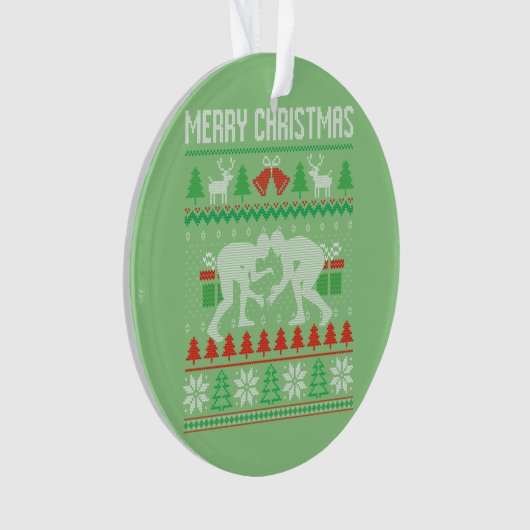 醜いメリークリスマスレスリングレスラーサンタクリスマス オーナメント (正面)