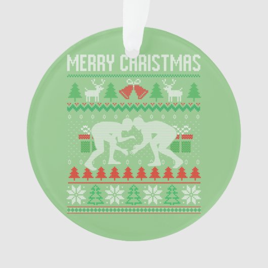 醜いメリークリスマスレスリングレスラーサンタクリスマス オーナメント (正面)