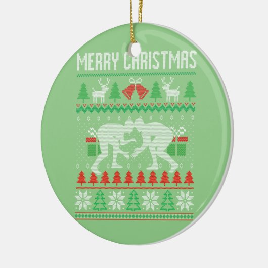 醜いメリークリスマスレスリングレスラーサンタクリスマス セラミックオーナメント (左)