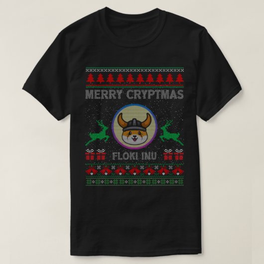醜いメリーセーターcryptmas floki Inu暗号コイン Tシャツ (デザイン正面)