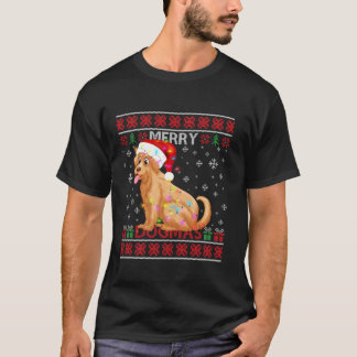醜いメリードグマスゴールデンレトリエバードッグサンタハットL Tシャツ