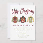 醜いモダンクリスマスセーターパーティの招待状 シーズンカード (正面)