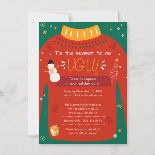 醜いモダンセータークリスマスパーティー 招待状 (正面)