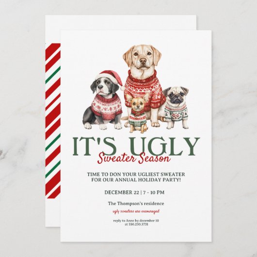 醜いモダンセータークリスマスパーティー 招待状 (正面/裏面)