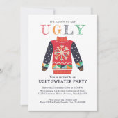 醜いモダンセーターホリデーパーティシッククリスマス 招待状 (正面)