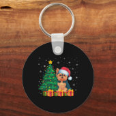 醜いヨークシャーテリアサンタハットクリスマスライトドッグ恋人X キーホルダー (正面)