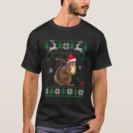 醜いリスのサンタの動物 Tシャツ (正面)
