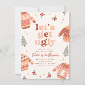 醜いレトロクリスマス醜いセーターパーティー 招待状 (正面)