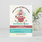 醜い冬のセータークリスマスパーティの招待状 招待状 (スタンド正面)