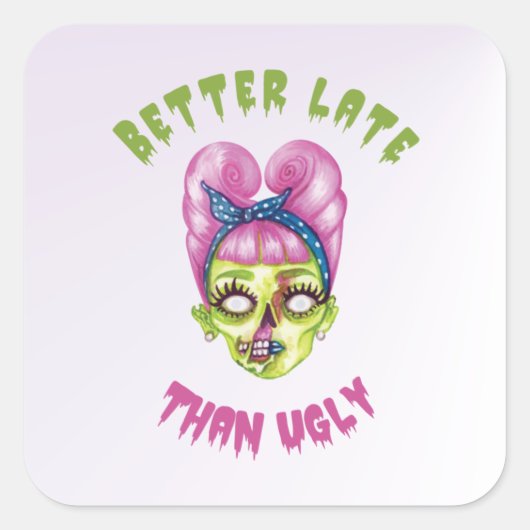 醜い可愛いゾンビ顔より遅い スクエアシール (正面)