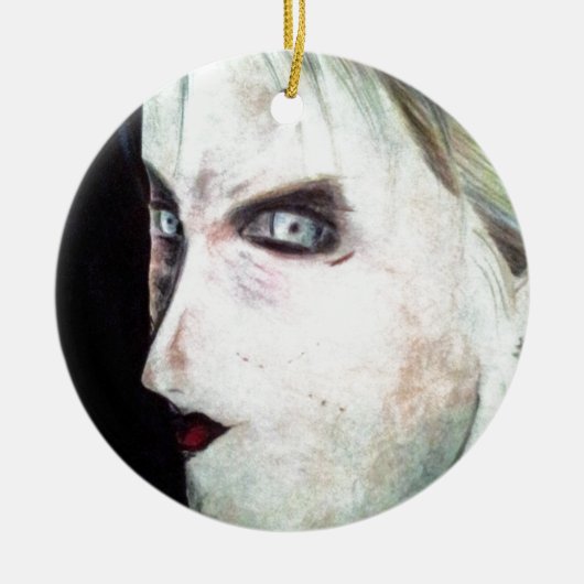 醜い怒っている女性 セラミックオーナメント (正面)