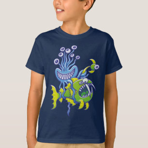 醜い海魚を捕まえる怪獣の深い Tシャツ