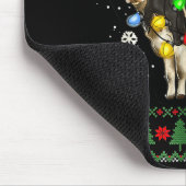 醜い牛のクリスマスセーター サンタ帽子とライトアップ マウスパッド (コーナー)