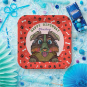 醜い犬の顔オーストラリアの羊飼いの誕生日 ペーパープレート (パーティー)