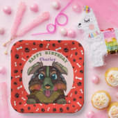 醜い犬の顔オーストラリアの羊飼いの誕生日 ペーパープレート (パーティー)