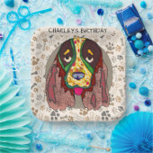 醜い犬の顔スリンガースパニエル犬誕生日 ペーパープレート (パーティー)