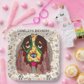 醜い犬の顔スリンガースパニエル犬誕生日 ペーパープレート (パーティー)