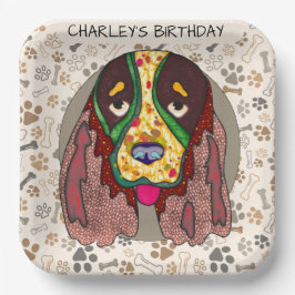 醜い犬の顔スリンガースパニエル犬誕生日 ペーパープレート