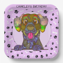 醜い犬の顔ダルマ天の誕生日紙プレート ペーパープレート