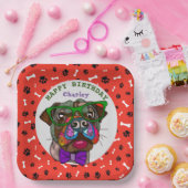 醜い犬の顔パグ誕生日紙プレート ペーパープレート (パーティー)