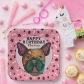 醜い犬の顔フランスのブルドッグの誕生日紙プレート ペーパープレート (パーティー)