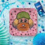 醜い犬の顔プードル誕生日 ペーパープレート (パーティー)