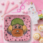 醜い犬の顔プードル誕生日 ペーパープレート (パーティー)